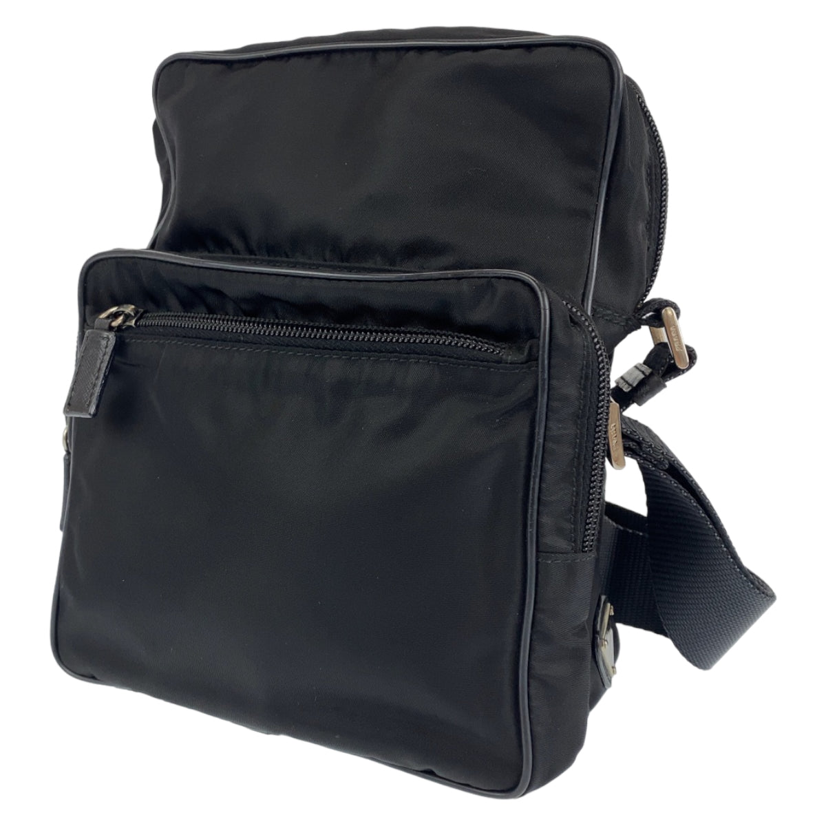 H-0383
PRADA プラダ テスート 男女兼用 ブラック 黒 シルバー金具 ナイロン ショルダーバッグ 斜め掛けバッグ  メンズ