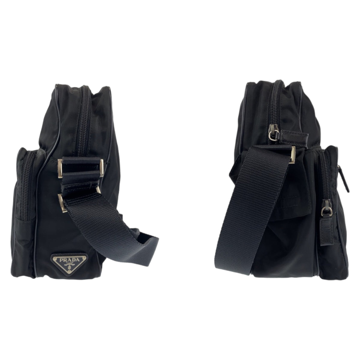 H-0383
PRADA プラダ テスート 男女兼用 ブラック 黒 シルバー金具 ナイロン ショルダーバッグ 斜め掛けバッグ  メンズ