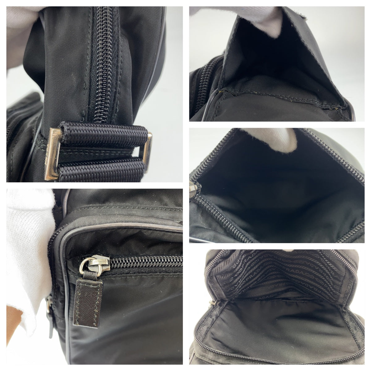H-0383
PRADA プラダ テスート 男女兼用 ブラック 黒 シルバー金具 ナイロン ショルダーバッグ 斜め掛けバッグ  メンズ