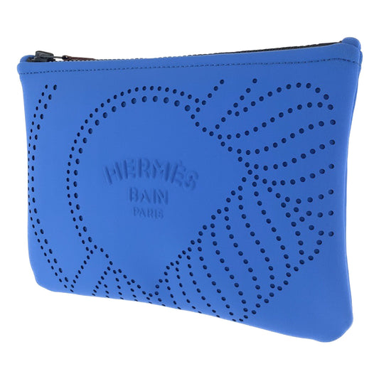 H-0390
HERMES エルメス オバン カノエH PM オラージュ ブルー 青 ポリアミド ポーチ 小物入れ  レディース