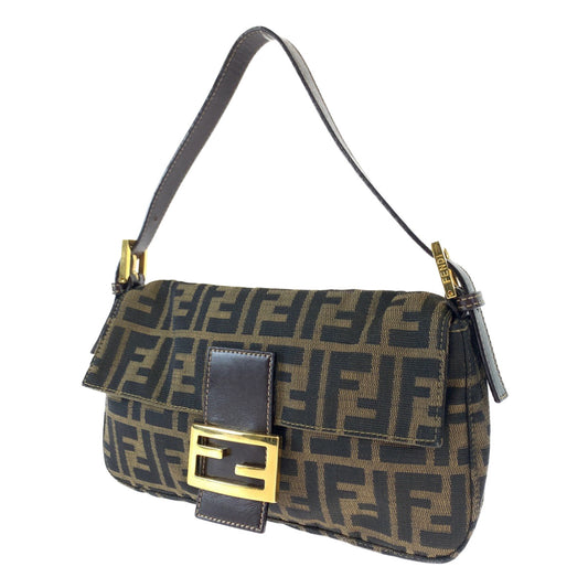 H-0392
FENDI フェンディ ズッカ マンマバケット ブラウン 茶 ゴールド金具 キャンバス 2348-26424 ハンドバッグ アクセサリーポーチ  レディース
