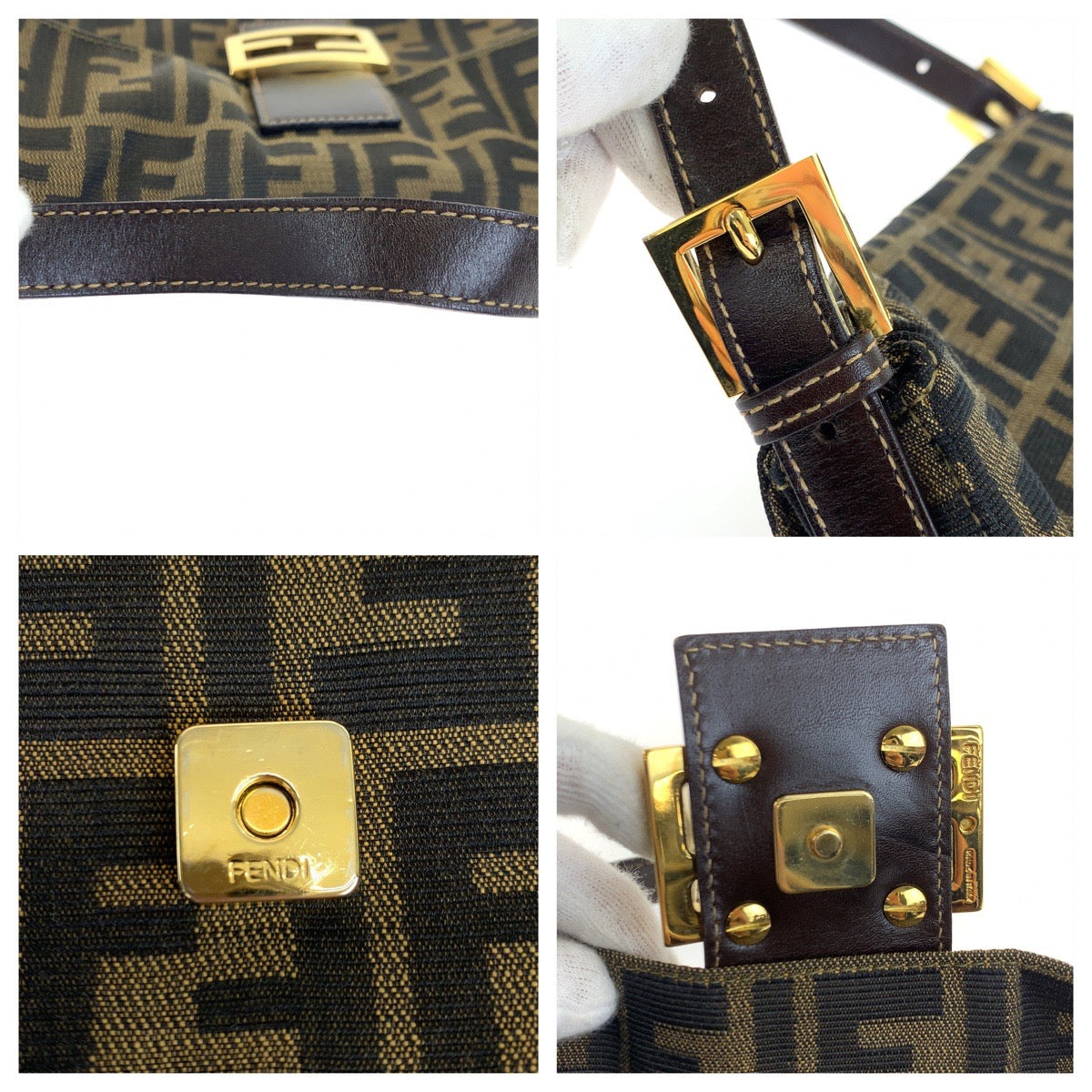 H-0392
FENDI フェンディ ズッカ マンマバケット ブラウン 茶 ゴールド金具 キャンバス 2348-26424 ハンドバッグ アクセサリーポーチ  レディース