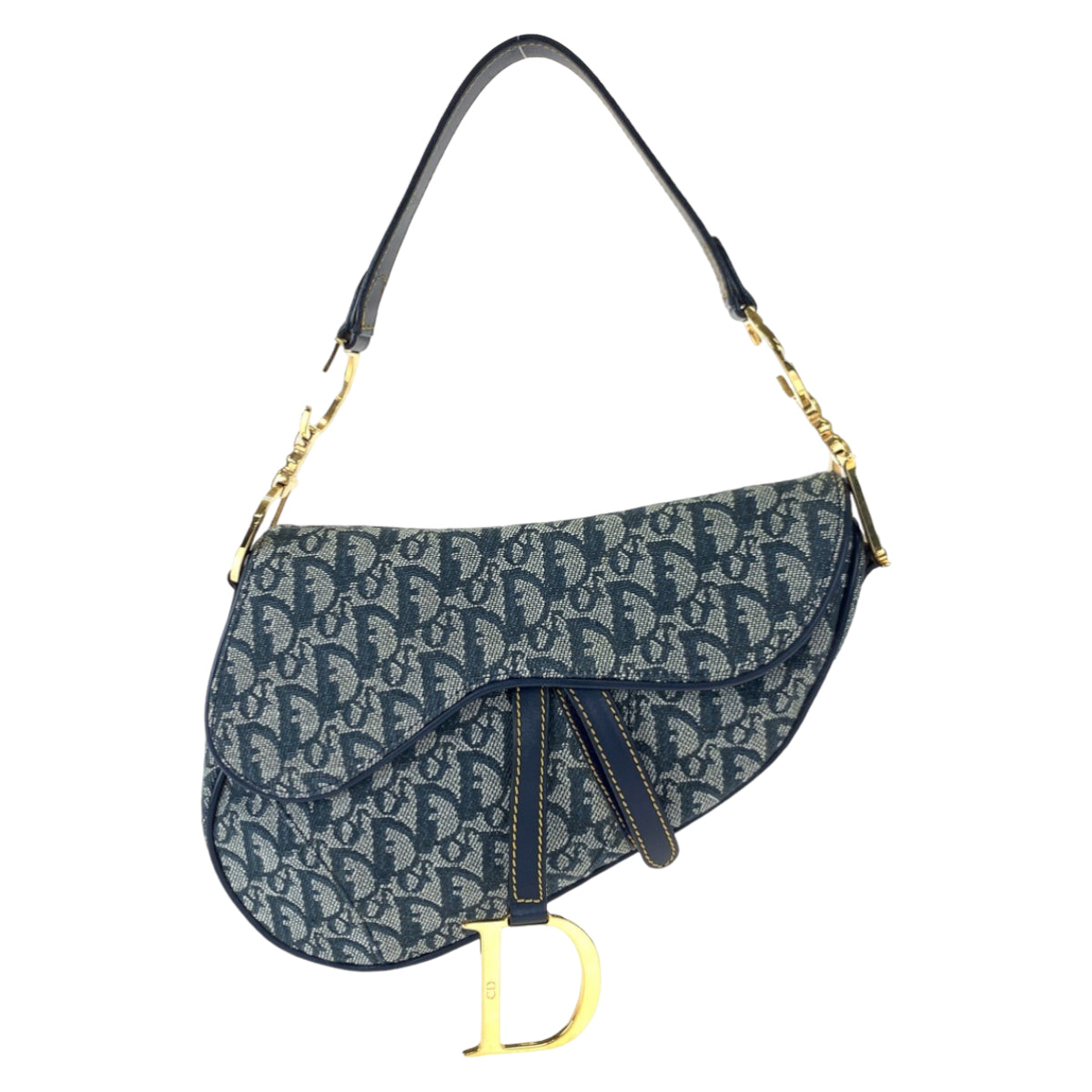 H-0393
Christian Dior クリスチャンディオール トロッター サドルバッグ ネイビー 紺 ゴールド金具 キャンバス ショルダーバッグ ハンドバッグ アクセサリーポーチ  レディース