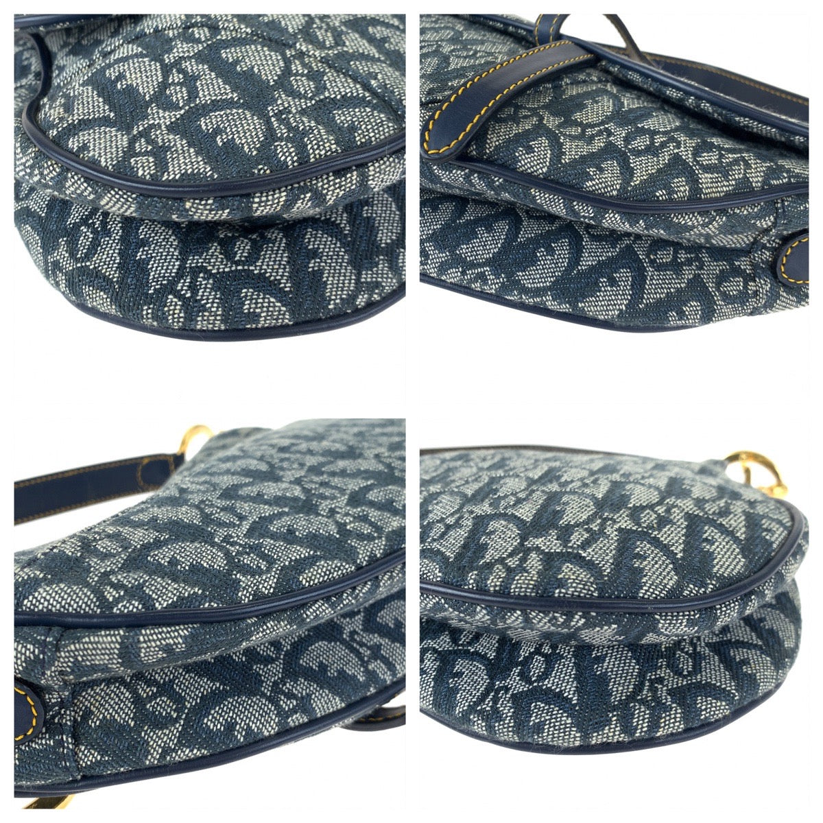H-0393
Christian Dior クリスチャンディオール トロッター サドルバッグ ネイビー 紺 ゴールド金具 キャンバス ショルダーバッグ ハンドバッグ アクセサリーポーチ  レディース