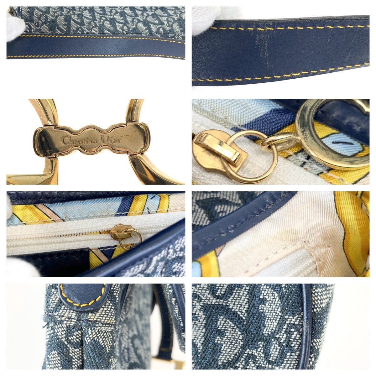 H-0393
Christian Dior クリスチャンディオール トロッター サドルバッグ ネイビー 紺 ゴールド金具 キャンバス ショルダーバッグ ハンドバッグ アクセサリーポーチ  レディース
