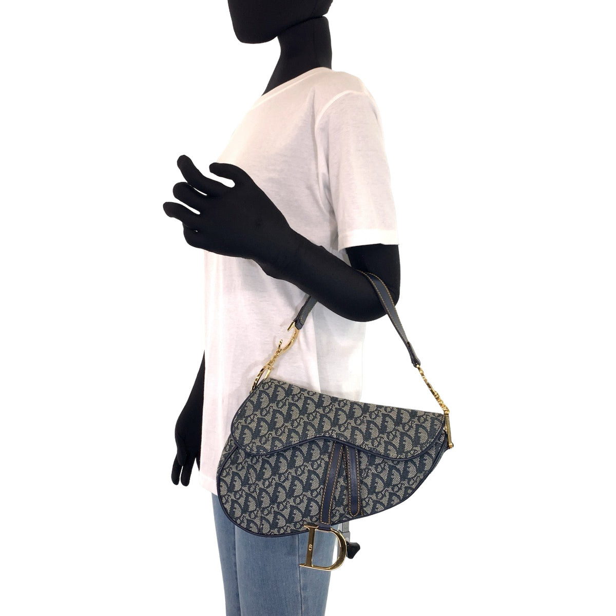 H-0393
Christian Dior クリスチャンディオール トロッター サドルバッグ ネイビー 紺 ゴールド金具 キャンバス ショルダーバッグ ハンドバッグ アクセサリーポーチ  レディース