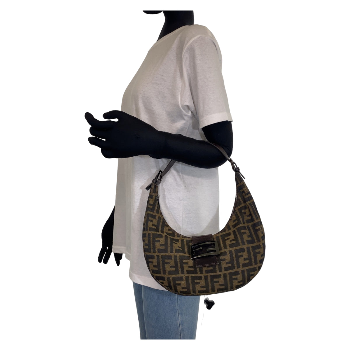 H-0394
FENDI フェンディ ズッカ マンマバケット ブラウン 茶 シルバー金具 キャンバス / レザー 8BR020 ショルダーバッグ 肩掛け  レディース