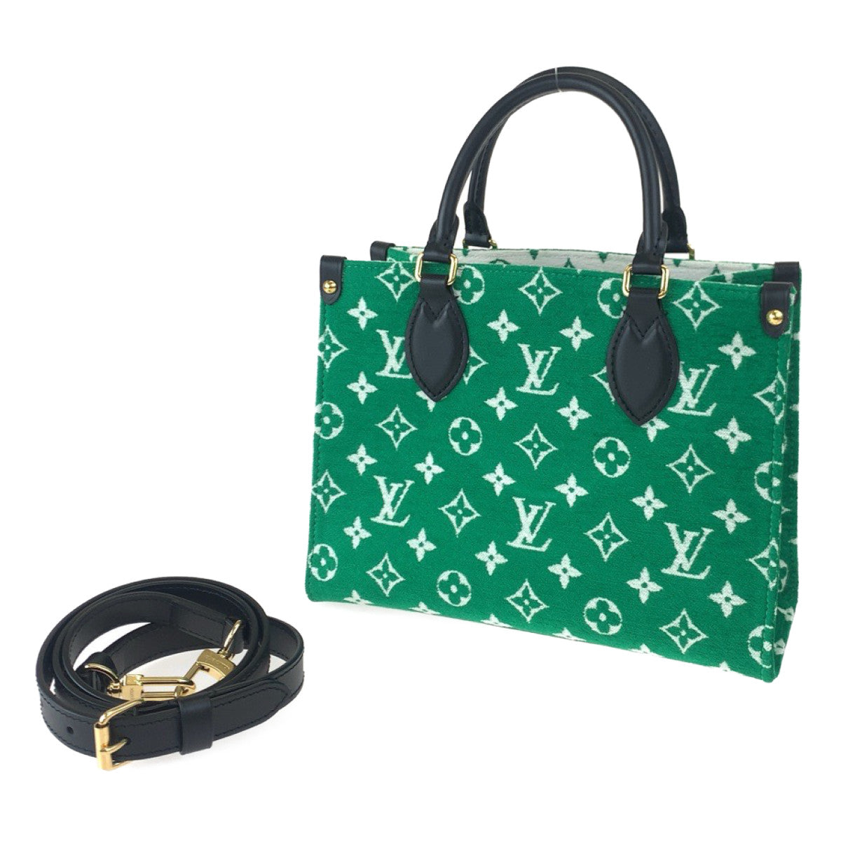 H-0398
LOUIS VUITTON ルイヴィトン モノグラム オンザゴーPM グリーン 緑 ゴールド金具 キャンバス / レザー M46216 ショルダーバッグ ハンドバッグ 2WAY  レディース