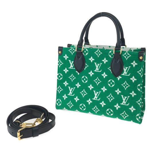 H-0398
LOUIS VUITTON ルイヴィトン モノグラム オンザゴーPM グリーン 緑 ゴールド金具 キャンバス / レザー M46216 ショルダーバッグ ハンドバッグ 2WAY  レディース
