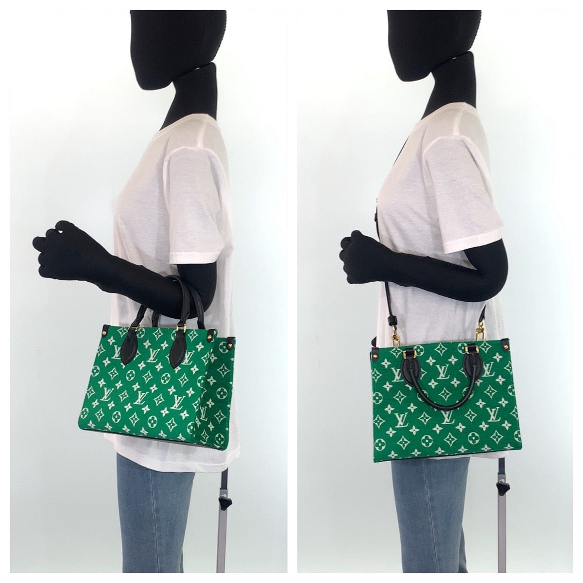 H-0398
LOUIS VUITTON ルイヴィトン モノグラム オンザゴーPM グリーン 緑 ゴールド金具 キャンバス / レザー M46216 ショルダーバッグ ハンドバッグ 2WAY  レディース