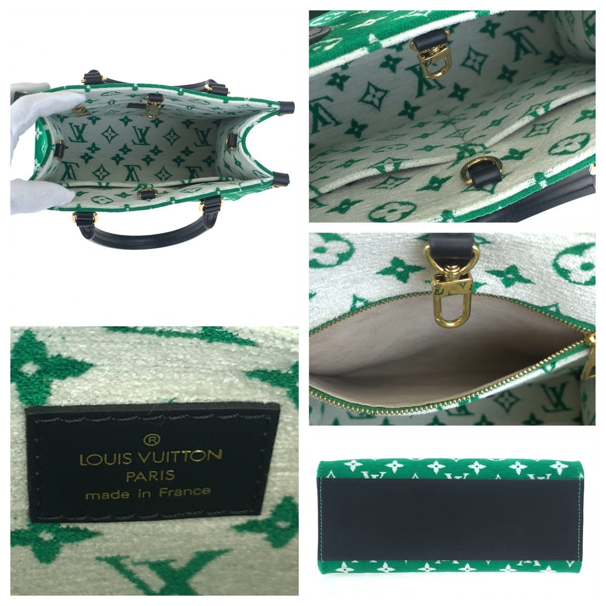 H-0398
LOUIS VUITTON ルイヴィトン モノグラム オンザゴーPM グリーン 緑 ゴールド金具 キャンバス / レザー M46216 ショルダーバッグ ハンドバッグ 2WAY  レディース