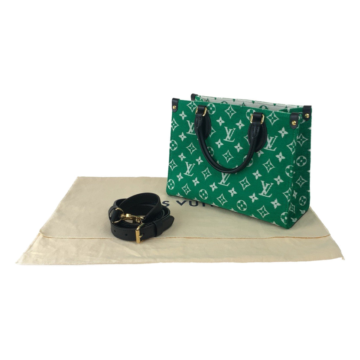H-0398
LOUIS VUITTON ルイヴィトン モノグラム オンザゴーPM グリーン 緑 ゴールド金具 キャンバス / レザー M46216 ショルダーバッグ ハンドバッグ 2WAY  レディース