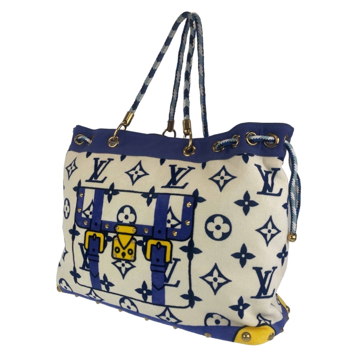 LOUIS VUITTON Louis Vuitton Monogram Eponge Blue White Pile M92097 Tote Bag Shoulder Bag Women's