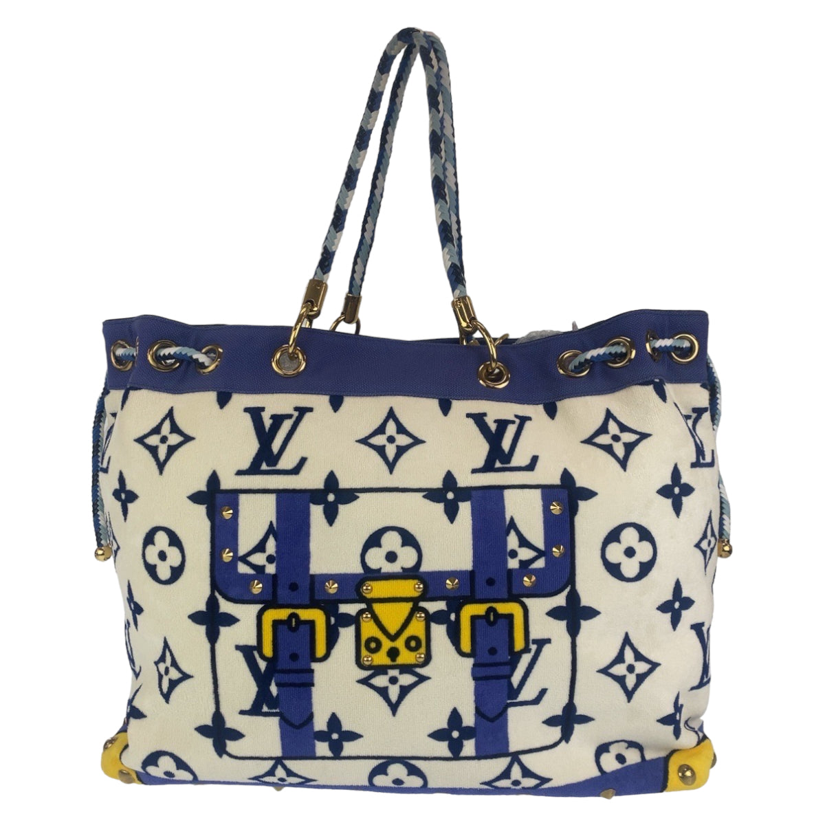 LOUIS VUITTON Louis Vuitton Monogram Eponge Blue White Pile M92097 Tote Bag Shoulder Bag Women's