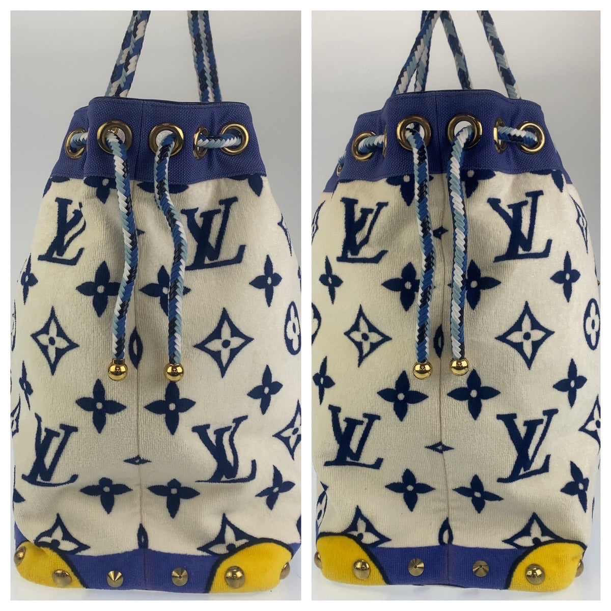 LOUIS VUITTON Louis Vuitton Monogram Eponge Blue White Pile M92097 Tote Bag Shoulder Bag Women's