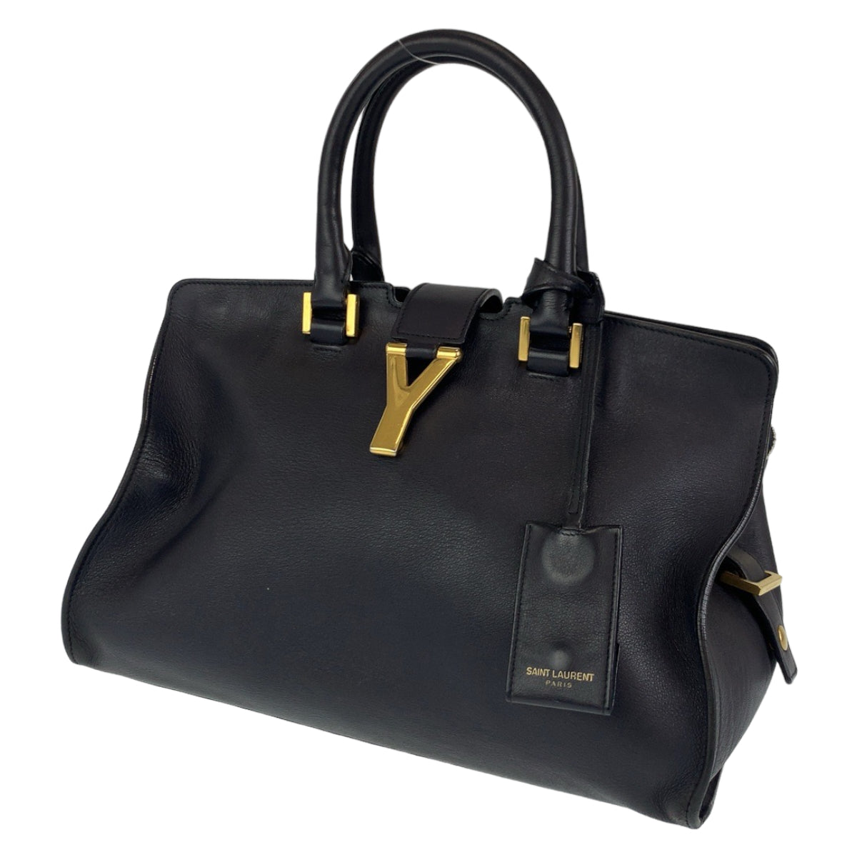 C-088
SAINT LAURENT サンローラン Yライン カバス ブラック 黒 ゴールド金具 レザー ショルダーバッグ ハンドバッグ 2WAY  レディース