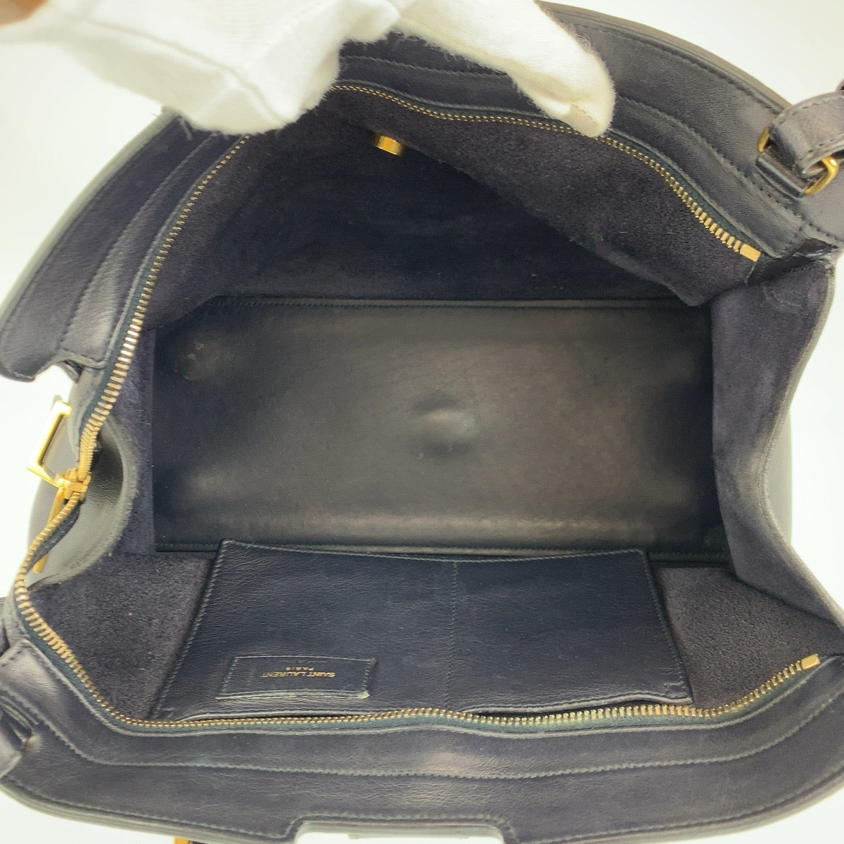 C-088
SAINT LAURENT サンローラン Yライン カバス ブラック 黒 ゴールド金具 レザー ショルダーバッグ ハンドバッグ 2WAY  レディース