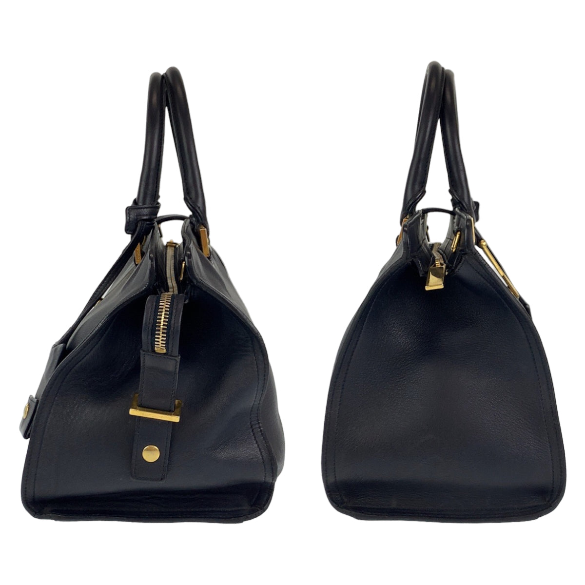 C-088
SAINT LAURENT サンローラン Yライン カバス ブラック 黒 ゴールド金具 レザー ショルダーバッグ ハンドバッグ 2WAY  レディース