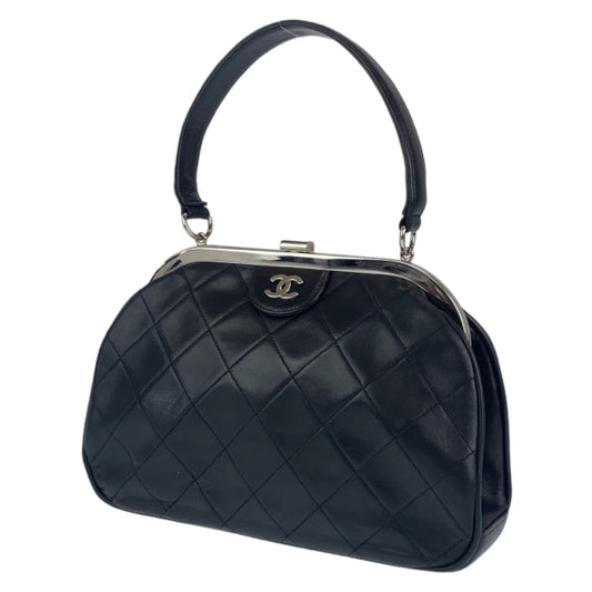 CHANEL シャネル ヴィンテージ マトラッセ ココマーク ブラック 黒 シルバー金具 ラムスキン ハンドバッグ トートバッグ  レディース