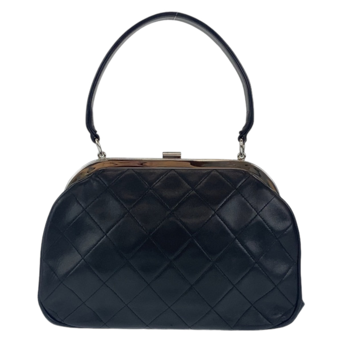 CHANEL シャネル ヴィンテージ マトラッセ ココマーク ブラック 黒 シルバー金具 ラムスキン ハンドバッグ トートバッグ  レディース
