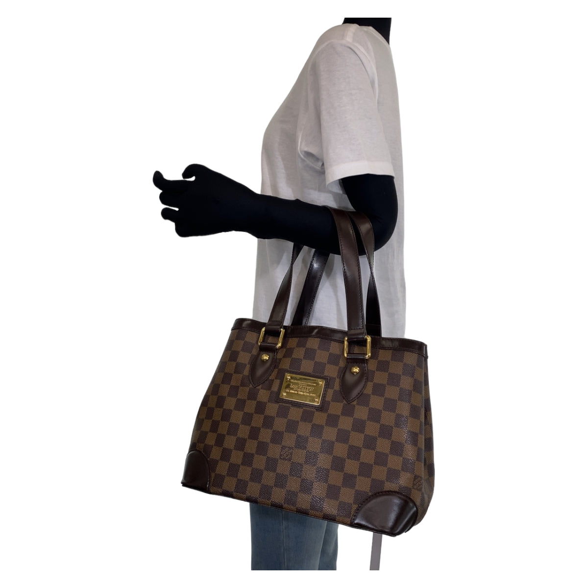 H-0404
LOUIS VUITTON ルイヴィトン ダミエ エベヌ ハムステッドPM ブラウン 茶 ゴールド金具 PVC N51205 ハンドバッグ トートバッグ  レディース
