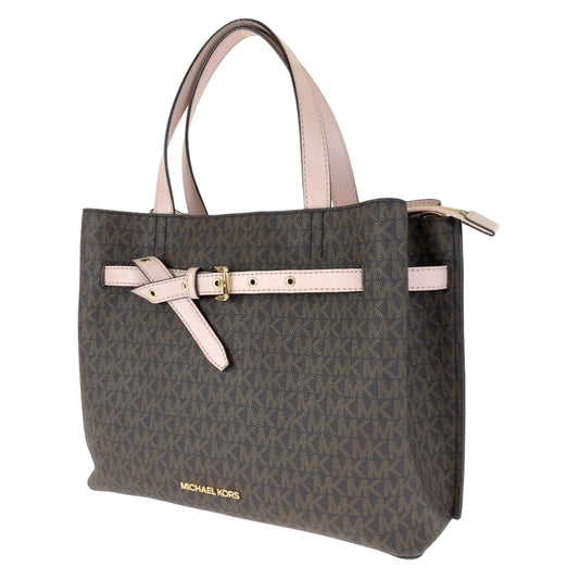 H-0405
Michael Kors マイケルコース エミリア ブラウン 茶 ピンク PVC ハンドバッグ トートバッグ  レディース