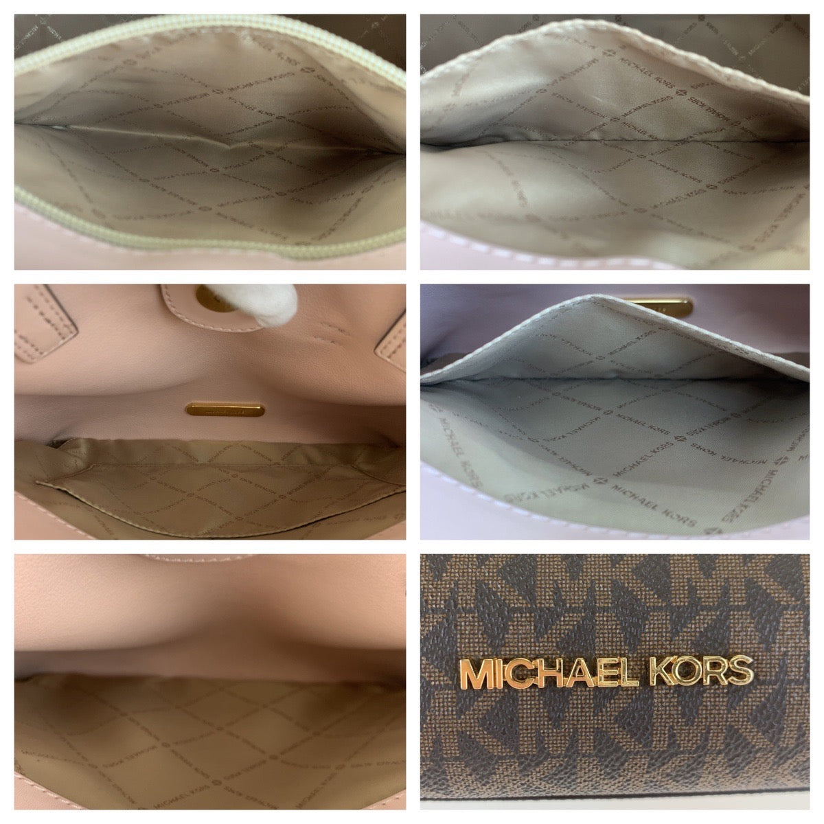 H-0405
Michael Kors マイケルコース エミリア ブラウン 茶 ピンク PVC ハンドバッグ トートバッグ  レディース
