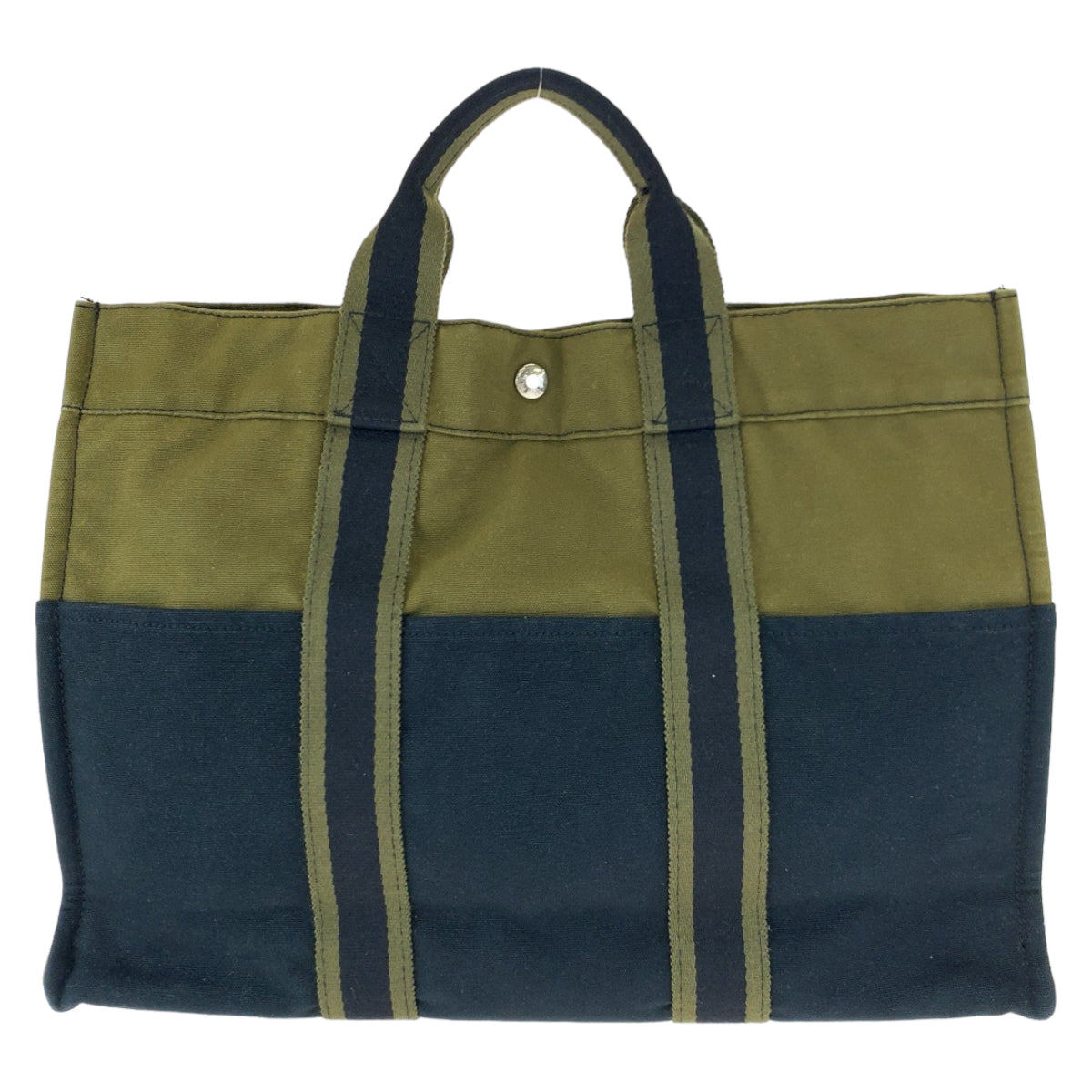 H-0406
HERMES エルメス フールトゥMM カーキ ブラック 黒 キャンバス トートバッグ ハンドバッグ  メンズ