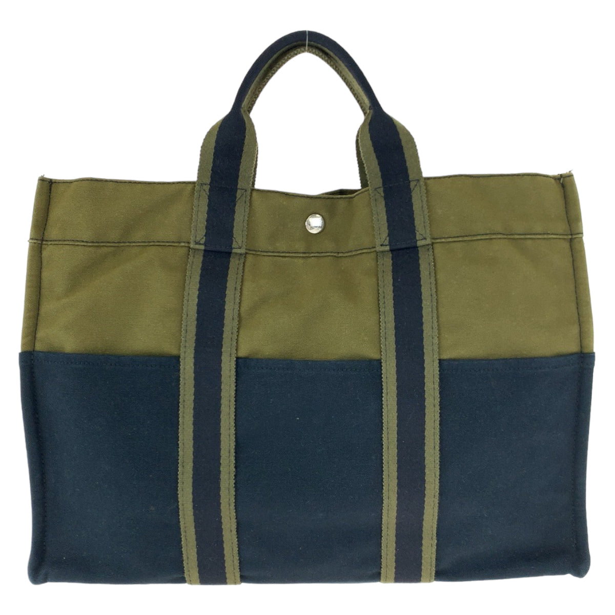 H-0406
HERMES エルメス フールトゥMM カーキ ブラック 黒 キャンバス トートバッグ ハンドバッグ  メンズ