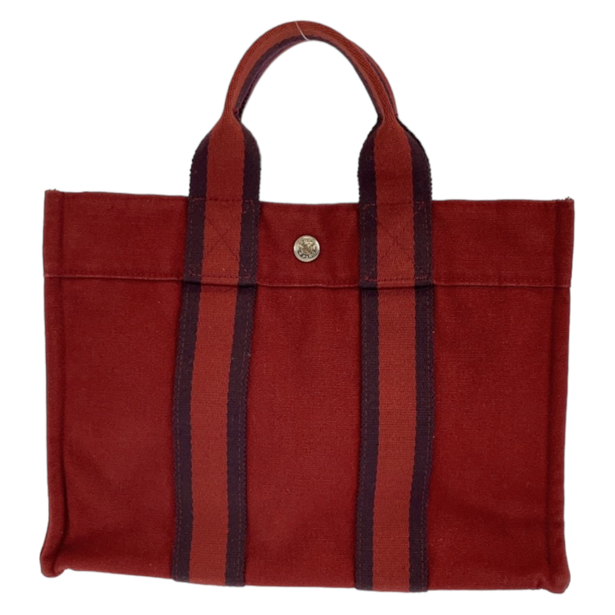HERMES エルメス フールトゥPM レッド ボルドー シルバー金具 キャンバス ハンドバッグ トートバッグ  レディース