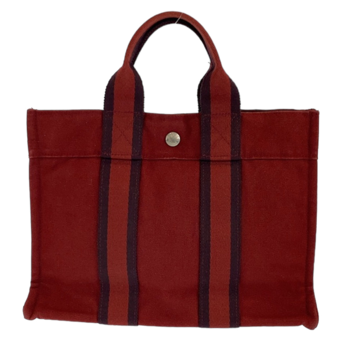 HERMES エルメス フールトゥPM レッド ボルドー シルバー金具 キャンバス ハンドバッグ トートバッグ  レディース