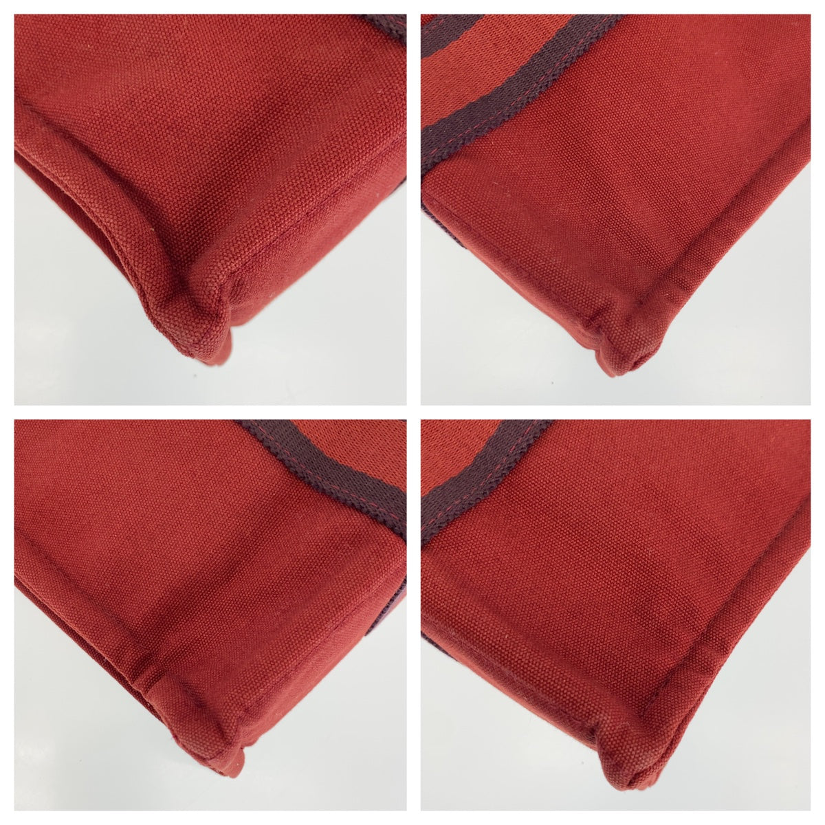 HERMES エルメス フールトゥPM レッド ボルドー シルバー金具 キャンバス ハンドバッグ トートバッグ  レディース