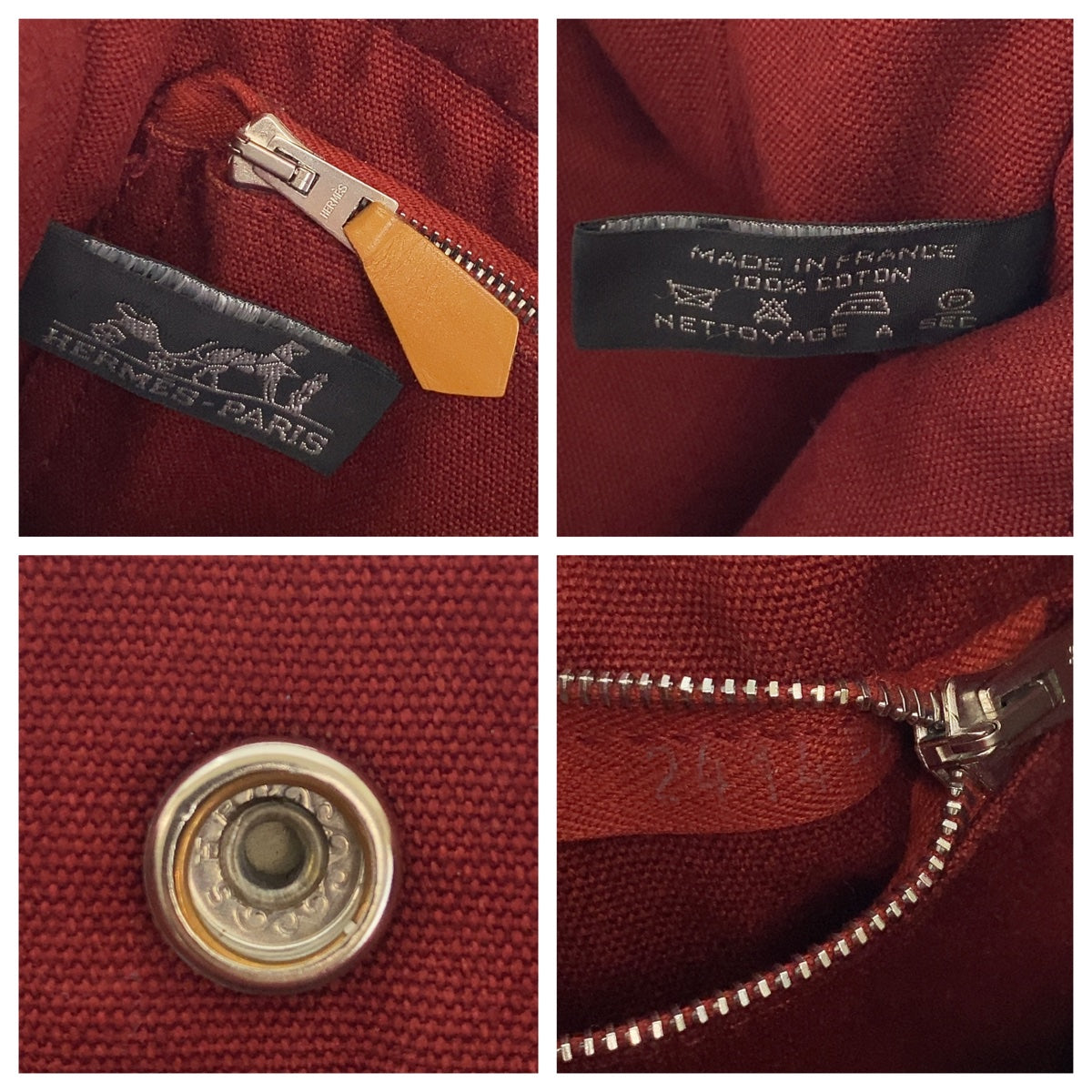 HERMES エルメス フールトゥPM レッド ボルドー シルバー金具 キャンバス ハンドバッグ トートバッグ  レディース
