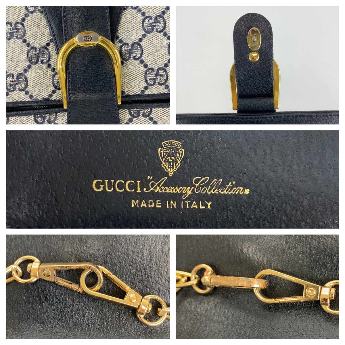 GUCCI グッチ オールドグッチ ブラック 黒 グレー ゴールド金具 GGスプリームキャンバス ショルダーバッグ クラッチバッグ  レディース