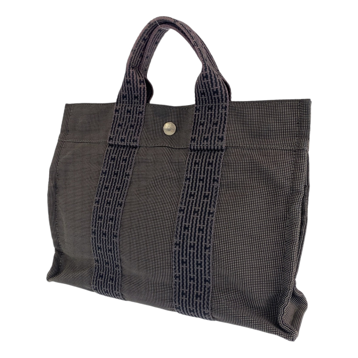H-0407
HERMES エルメス エールラインPM グレー 灰色 シルバー金具 キャンバス トートバッグ ハンドバッグ  レディース
