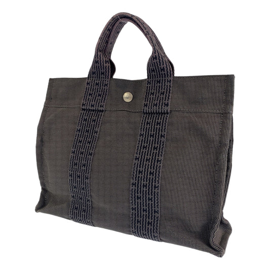 H-0407
HERMES エルメス エールラインPM グレー 灰色 シルバー金具 キャンバス トートバッグ ハンドバッグ  レディース