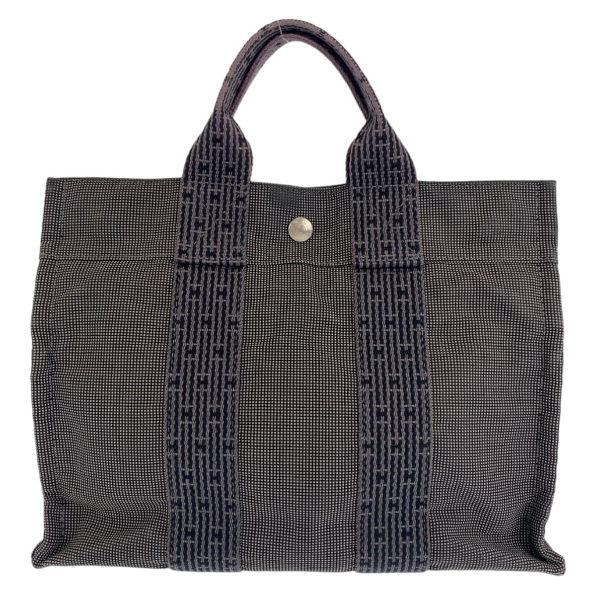 H-0407
HERMES エルメス エールラインPM グレー 灰色 シルバー金具 キャンバス トートバッグ ハンドバッグ  レディース