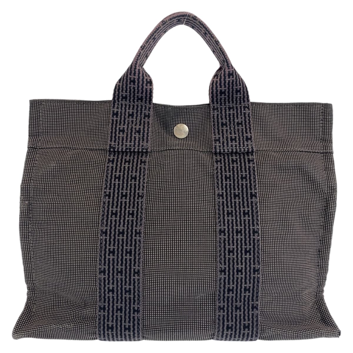 H-0407
HERMES エルメス エールラインPM グレー 灰色 シルバー金具 キャンバス トートバッグ ハンドバッグ  レディース
