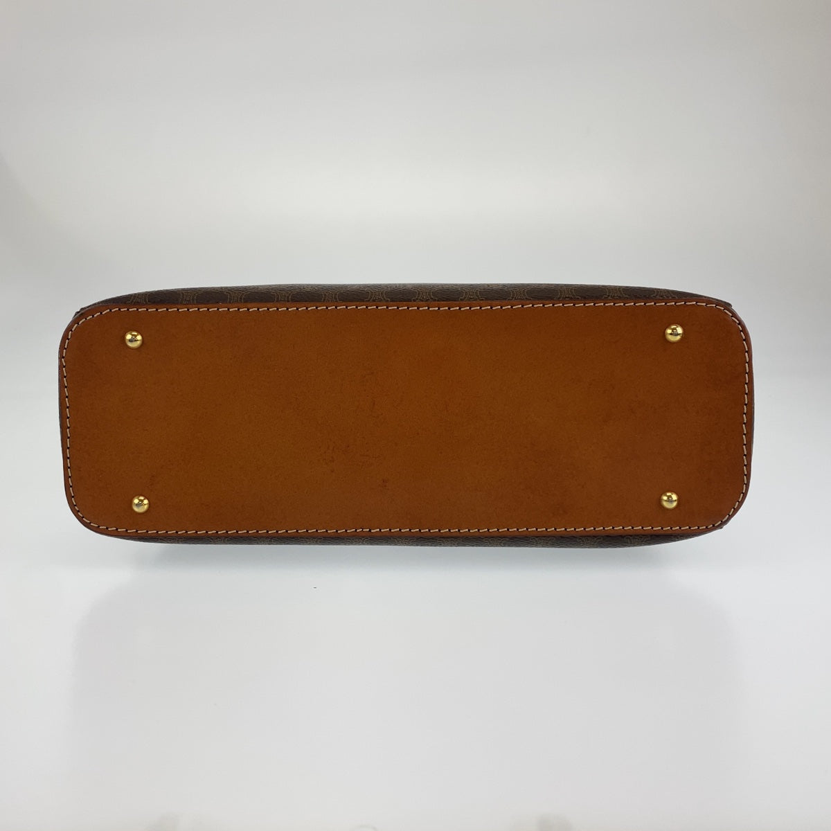H-0409
CELINE セリーヌ マカダム ブラウン 茶 ベージュ ゴールド金具 PVC ハンドバッグ トートバッグ  レディース