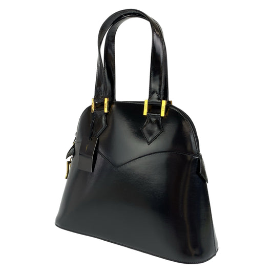 YVES SAINT LAURENT イヴ・サンローラン ヴィンテージ YSL ロゴチャーム ブラック 黒 ゴールド金具 レザー ハンドバッグ トートバッグ  レディース