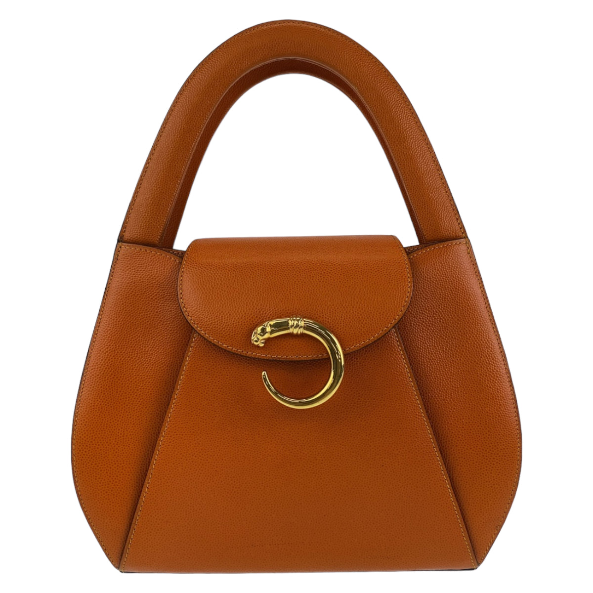 H-0410
CARTIER カルティエ パンテール パンサー オレンジ ゴールド金具 レザー ハンドバッグ トートバッグ  レディース