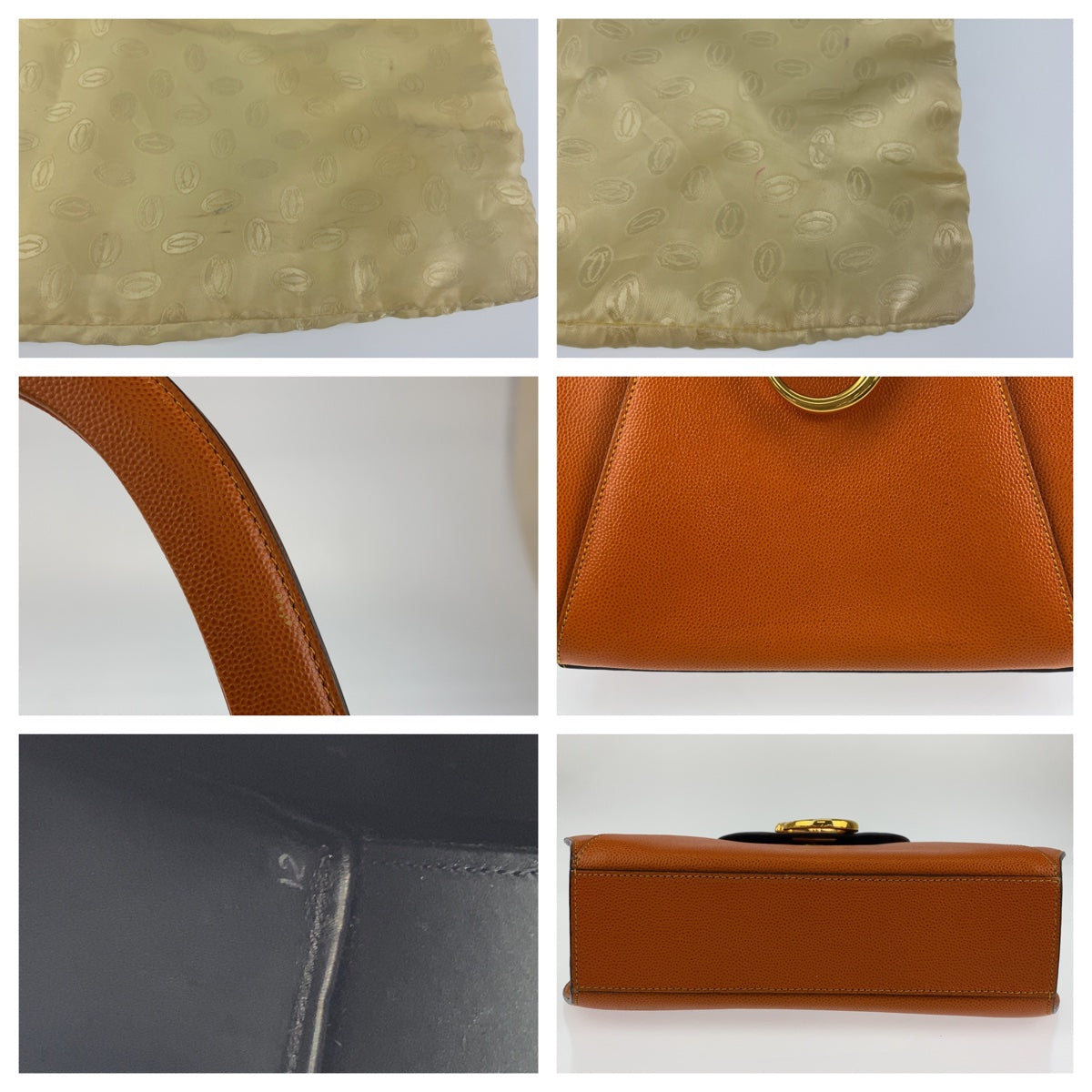 H-0410
CARTIER カルティエ パンテール パンサー オレンジ ゴールド金具 レザー ハンドバッグ トートバッグ  レディース
