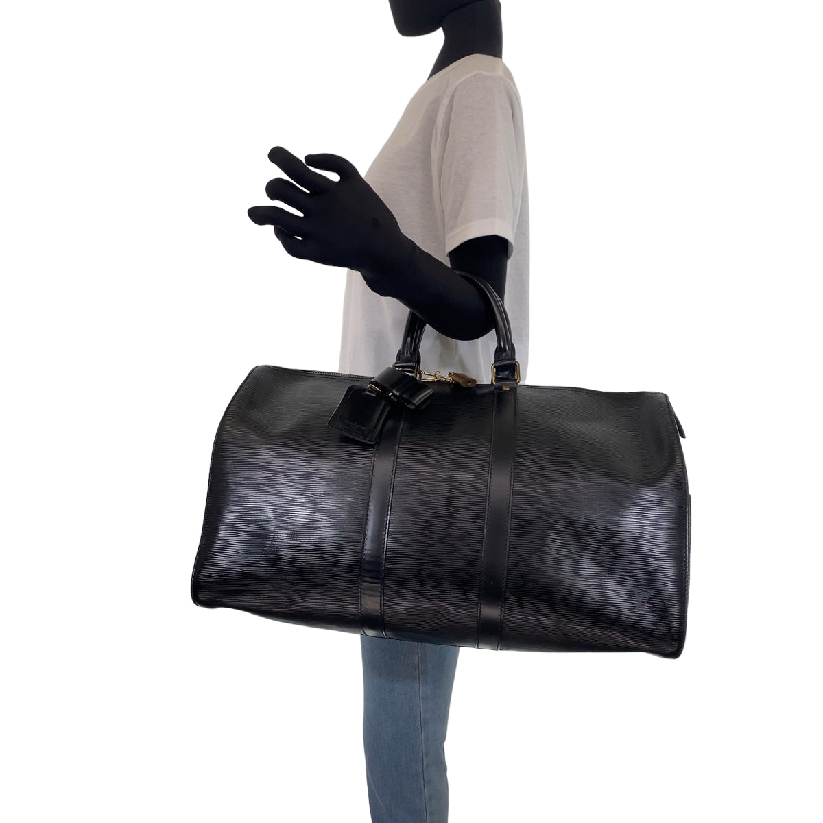 H-0416
LOUIS VUITTON ルイヴィトン エピ キーポル45 ブラック 黒 ゴールド金具 エピレザー M59152 ボストンバッグ 旅行バッグ  メンズ
