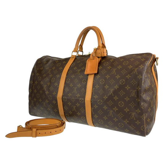 LOUIS VUITTON ルイヴィトン モノグラム キーポルバンドリエール55 男女兼用 ブラウン 茶 ゴールド金具 PVC M41414 ボストンバッグ 旅行バッグ  メンズ