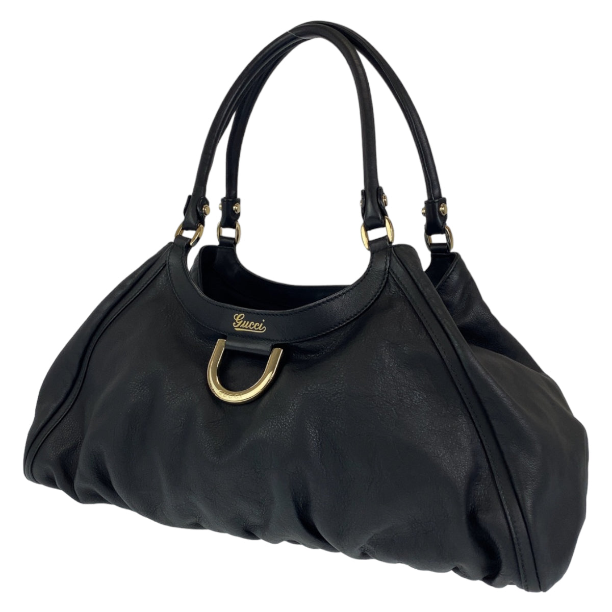 H-0420
GUCCI グッチ アビー ブラック 黒 シルバー金具 レザー 189835 トートバッグ ショルダーバッグ  レディース