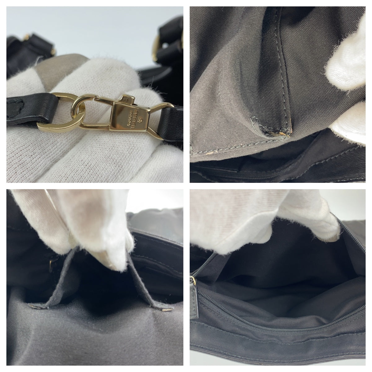 H-0420
GUCCI グッチ アビー ブラック 黒 シルバー金具 レザー 189835 トートバッグ ショルダーバッグ  レディース