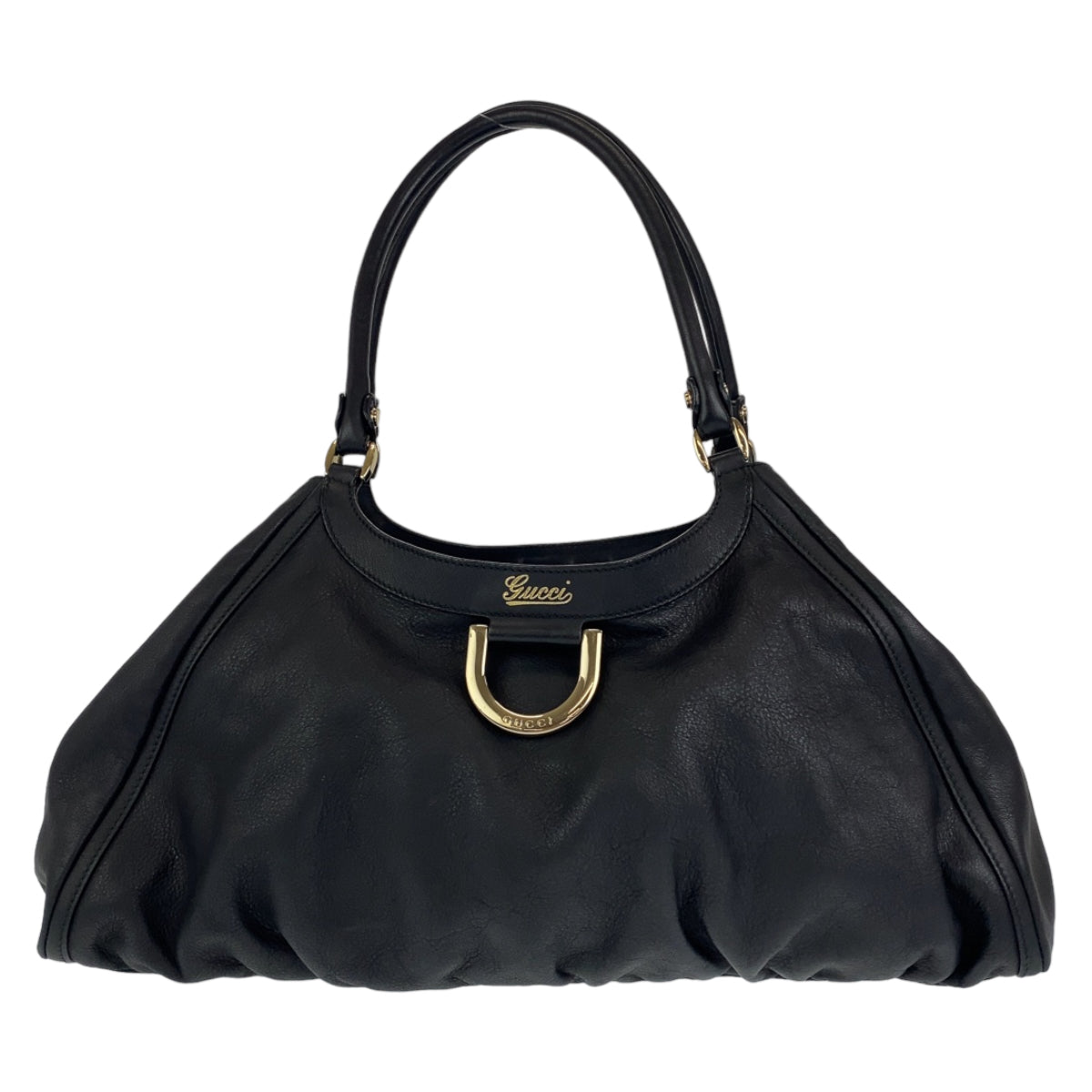 H-0420
GUCCI グッチ アビー ブラック 黒 シルバー金具 レザー 189835 トートバッグ ショルダーバッグ  レディース