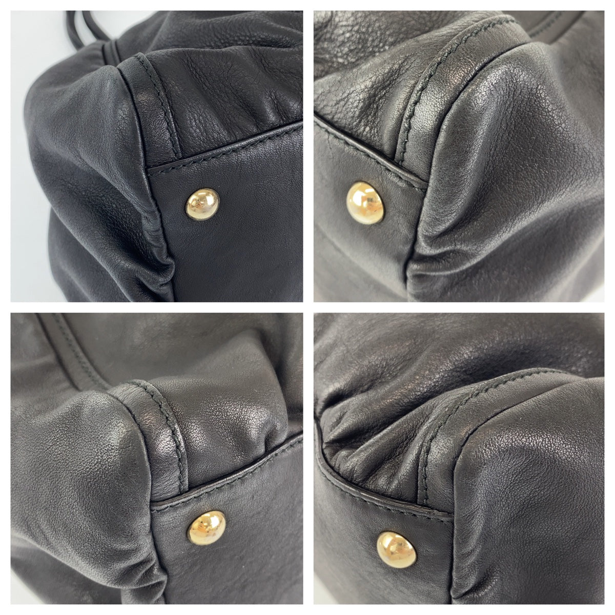 H-0420
GUCCI グッチ アビー ブラック 黒 シルバー金具 レザー 189835 トートバッグ ショルダーバッグ  レディース