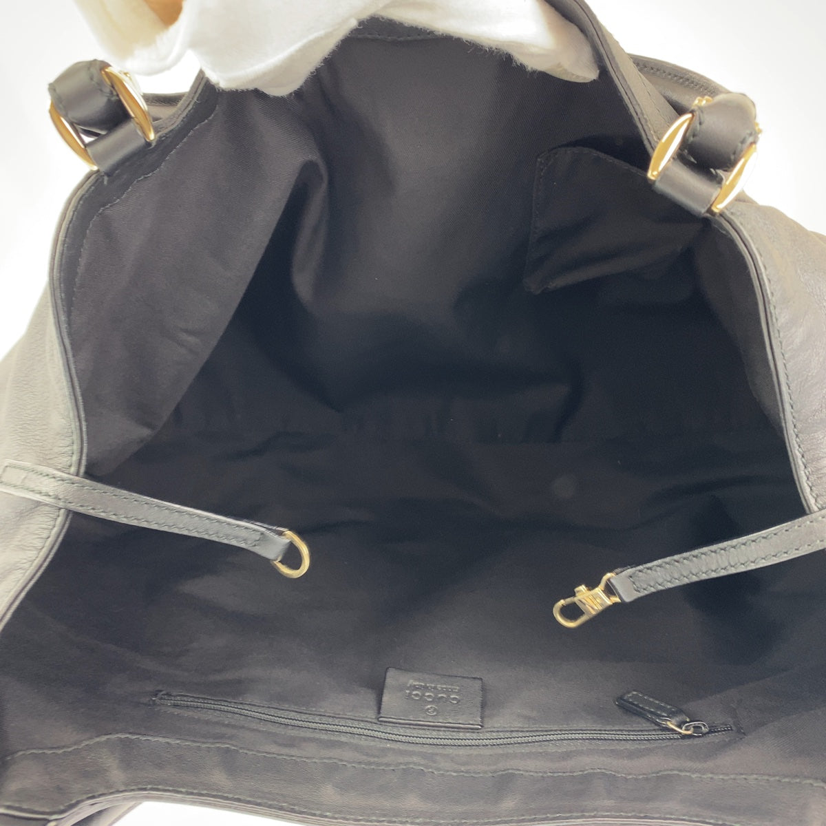 H-0420
GUCCI グッチ アビー ブラック 黒 シルバー金具 レザー 189835 トートバッグ ショルダーバッグ  レディース