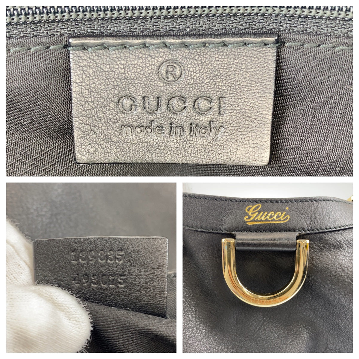 H-0420
GUCCI グッチ アビー ブラック 黒 シルバー金具 レザー 189835 トートバッグ ショルダーバッグ  レディース